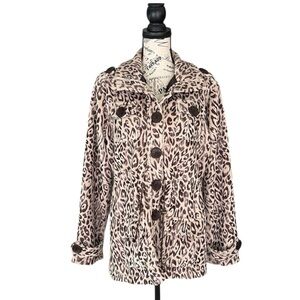 *BAXIS & BAXIS jacket button down front long sleeve animal print Sz L